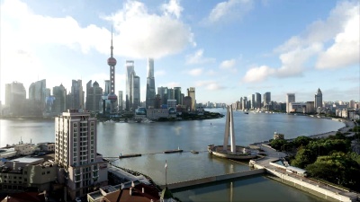 上海天际线和城市景观的 延时摄影