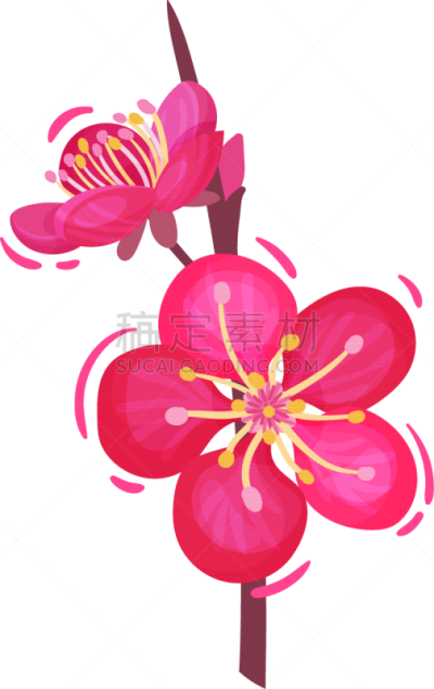 pink cherry blossom on stem decorative