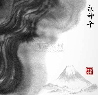 黑色,抽象,水墨画,富士山,创造力,染料,点状,有污迹的,装饰,喷溅