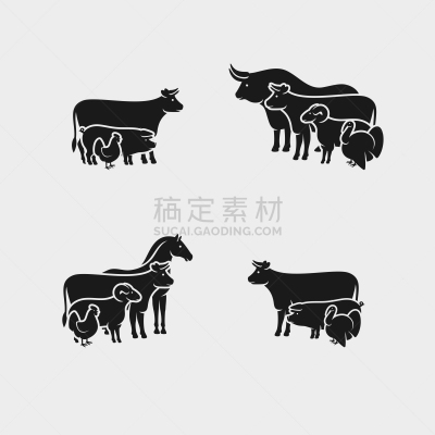 矢量,计算机图标,牲畜,农业,土耳其,背景分离,哺乳纲,猪,动物,鸟类