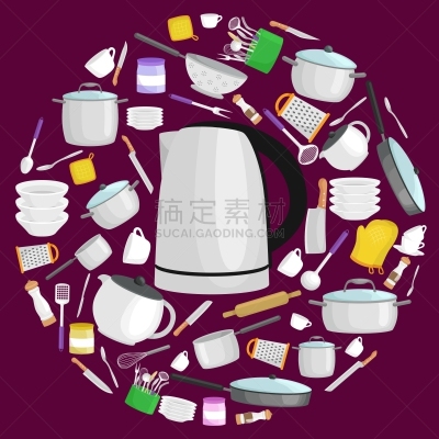 厨房器具,银餐具,分离着色,白色,金属,杯,食品,收集,布置,烹调