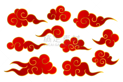 云,红色,符号,黄金,华丽的,传统,螺线,收集