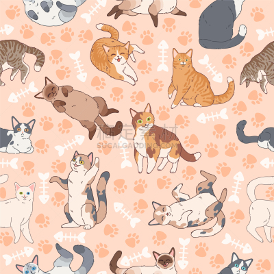 可爱的,猫,式样,纹理,纺织品,壁纸,装饰物,艺术品,儿童,猫的叫声