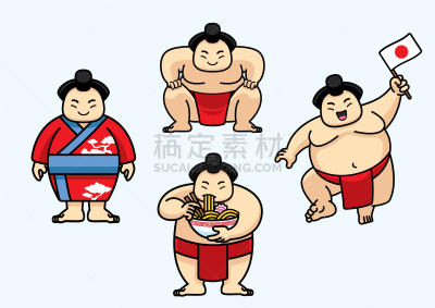 相扑,可爱的,性格,日本,力量,传统,骄傲,灵性,图像,矢量