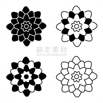 分离着色,符号,黑白图片,轮廓,白色,自然,图像,花朵,花,布置