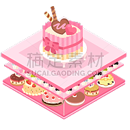 手绘卡通风粉色蛋糕主题-蛋糕