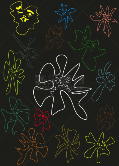 细菌,式样,讽刺漫画,剂量,平视角,擤鼻子,丑陋,有疣的,癌症,性格