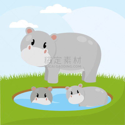 可爱的,卡通,河马,猴子,野生动物,狮子,哺乳纲,象,萨凡纳港市