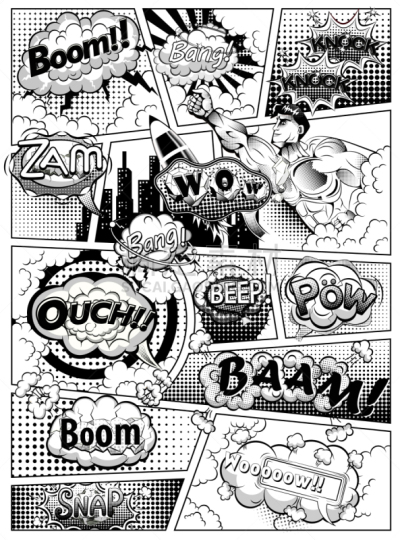 书页,线条,漫画,黑白图片,白色,书,愉悦,文字,分割