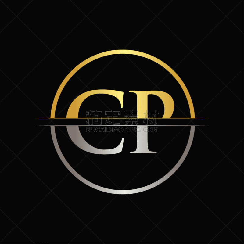 initial gold and silver color cp letter logo