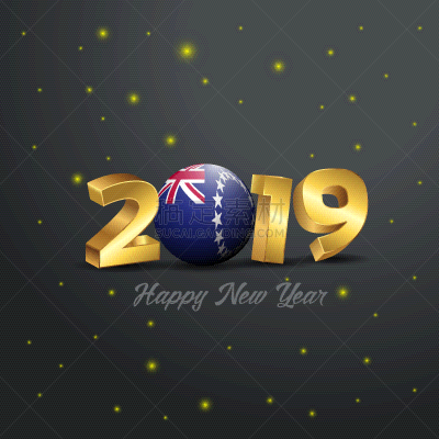 2019,库克群岛,字体,新年前夕,创造力,华丽的,请柬,问候,庆祝