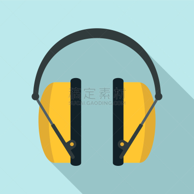 噪声,耳机,扁平化设计,图标,黄色,安静,安全的,技术,艺术,建筑业