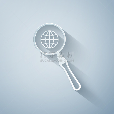 地球形,纸,放大镜,图标,横截面,商务,折纸工艺,球体,计算机,技术