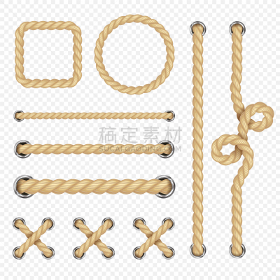 绳子,船,分离着色,透明,纺织品,多样,线,粗糙的,写实,弯曲