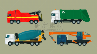 绘画插图,矢量,重的,扁平化设计,商务,空的,背景分离,卡车,汽车,半挂式卡车