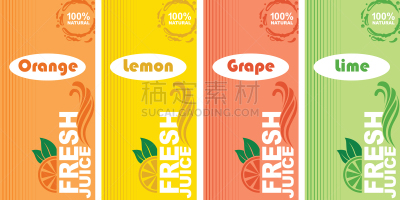 清新,标签,果汁,绿色,自然,图像,矢量,收集,授粉,设计
