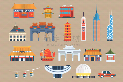 符号,著名景点,建筑,图像,矢量,亚洲,收集,旅游