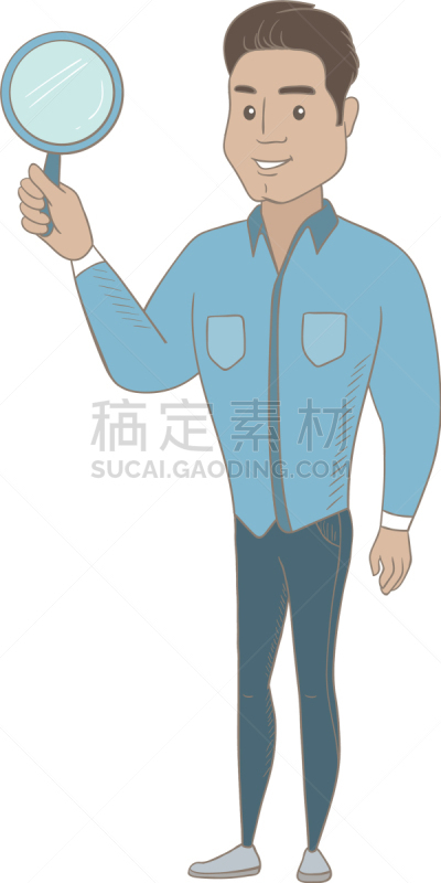 男商人,拉美人和西班牙裔人,放大镜,青年人,分离着色,商务,商务人士,人,办公室职员,图像