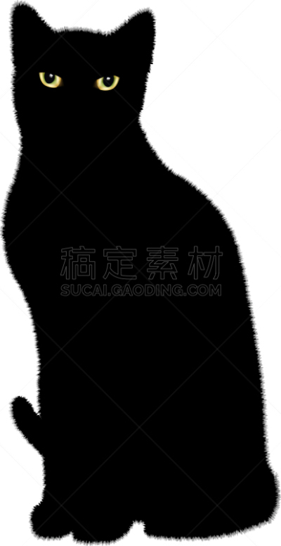 猫,黑色,分离着色,轮廓,白色,黄色,自然,摆拍,图像