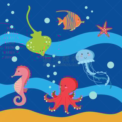 动物,海洋公园,可爱的,魟鱼,海星,小的,波浪,夏天,水下,鱼类