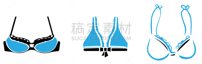 女人,图标集,胸衣,女睡衣,二件式睡衣,直的,俯卧撑,剪影