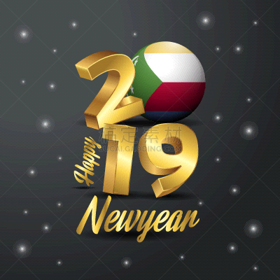 科摩罗,2019,字体,新年前夕,华丽的,请柬,壁纸,模板,问候
