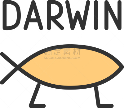 鱼类,彩色图片,平坦的,达尔文,线图标,生物学,商务,健康保健,进化