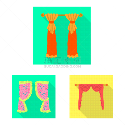 isolated object curtains and drapes logo set