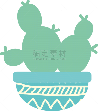 isolated cactus inside pot block gradient style