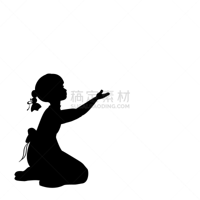女孩,举起手,坐膝盖上,生日,可爱的,商务,概念,坐,剪影,庆祝