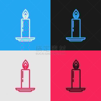 烛台,蜡烛,彩色图片,图标,线条,华丽的,热,周年纪念,浪漫,燃烧