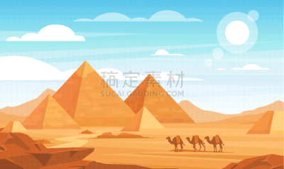 著名景点,动物,埃及,骆驼,沙漠,背景,绘画插图,卡通,自然,非洲