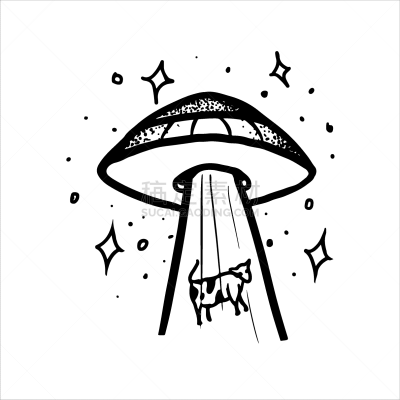 不明飞行物,外星人,诱拐者,母牛,茶碟,动物,矢量,黑白图片,盗贼,拉紧