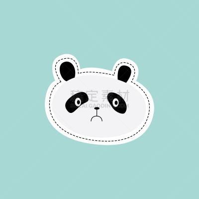 绘画插图,贴纸,矢量,熊猫,悲哀,平坦的,分离着色,眼罩,人的脸部,可爱的
