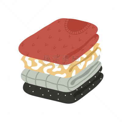 绘画插图,整齐的,平坦的,折叠的,矢量,服装店,白色背景,分离着色,毛衣,背景分离