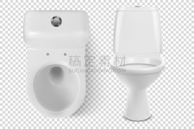3d realistic white ceramic toilet icon set