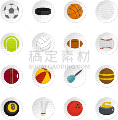 球体,扁平化设计,符号,白色,手球,网球运动,图像,布置