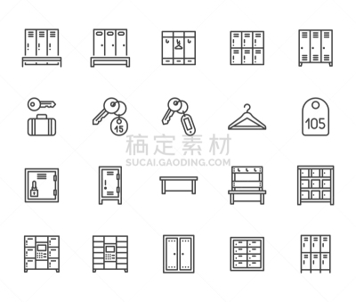 自动的,行李,钥匙,手提箱,贮藏室,绘画插图,办公室,学校,标签,轮廓