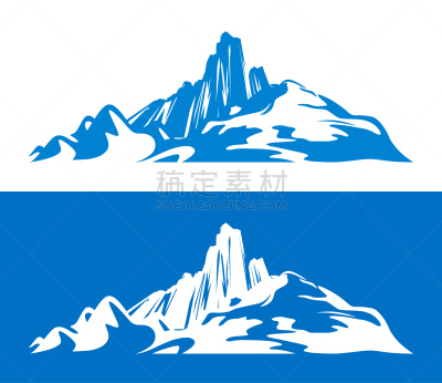 斯堪的纳维亚半岛,绘画插图,山脉,白色,蓝色,徒步旅行,分离着色,挪威,旅途,背景分离