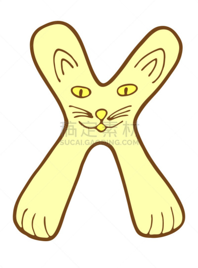 乱画,猫,英文字母x,高雅,英格兰,可爱的,英语,动物主题,背景分离,字母