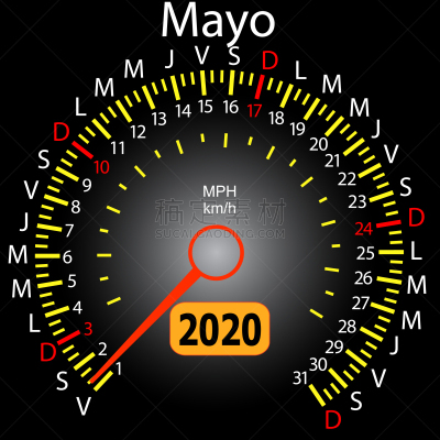 2020,汽车,速度计,日历,五月,周末活动,商务,进出港显示牌,弯曲
