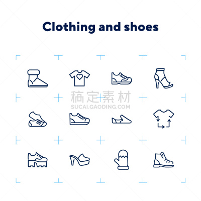 鞋子,衣服,图标集,线条,毛衣,鱼嘴鞋,背景分离,纺织品,环境,凉鞋