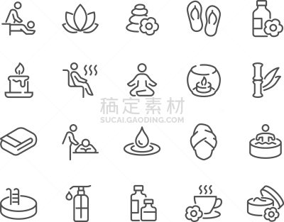 成一排,计算机图标,茶,面具,毛巾,女人,芳香疗法,瓶子,头发