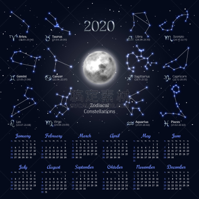 日历,2020,夜晚,明亮,几何形状,蓝色,闪亮的,深的,做计划,新生活