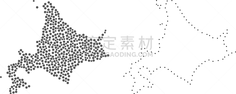 斑点,北海道,地形图,轮廓,自然地理,几何形状,概念,矢量,式样