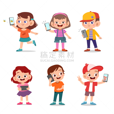 矢量,儿女,儿童,易接近性,计算机,技术,现代,设备用品,仅青少年,便携式信息设备