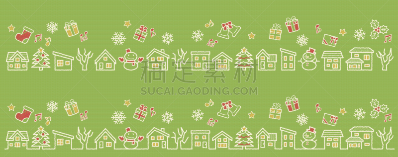 粗糙的,潦草,成一排,彩色图片,连栋房屋,四个物体,绿色背景,线条,并排