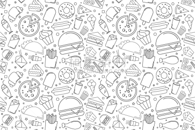 街头食品,背景,线图标,寿司,咖啡,蛋糕,食品,牛角面包,壁纸,油炸