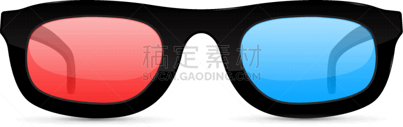 3D电影,眼镜,分离着色,白色,红色,塑胶,视力,图像,矢量