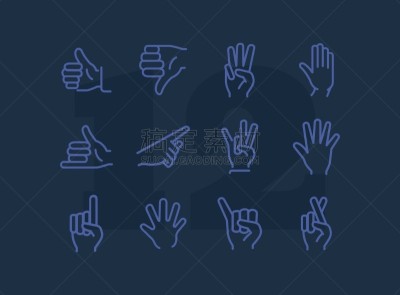 图标集,做手势,线条,背景分离,简单,模板,细的,拇指,品牌名称,手腕